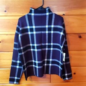 Max Studio purple and white plaid sweater